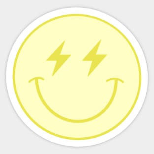 Yellow lightning bolt smiley face Sticker